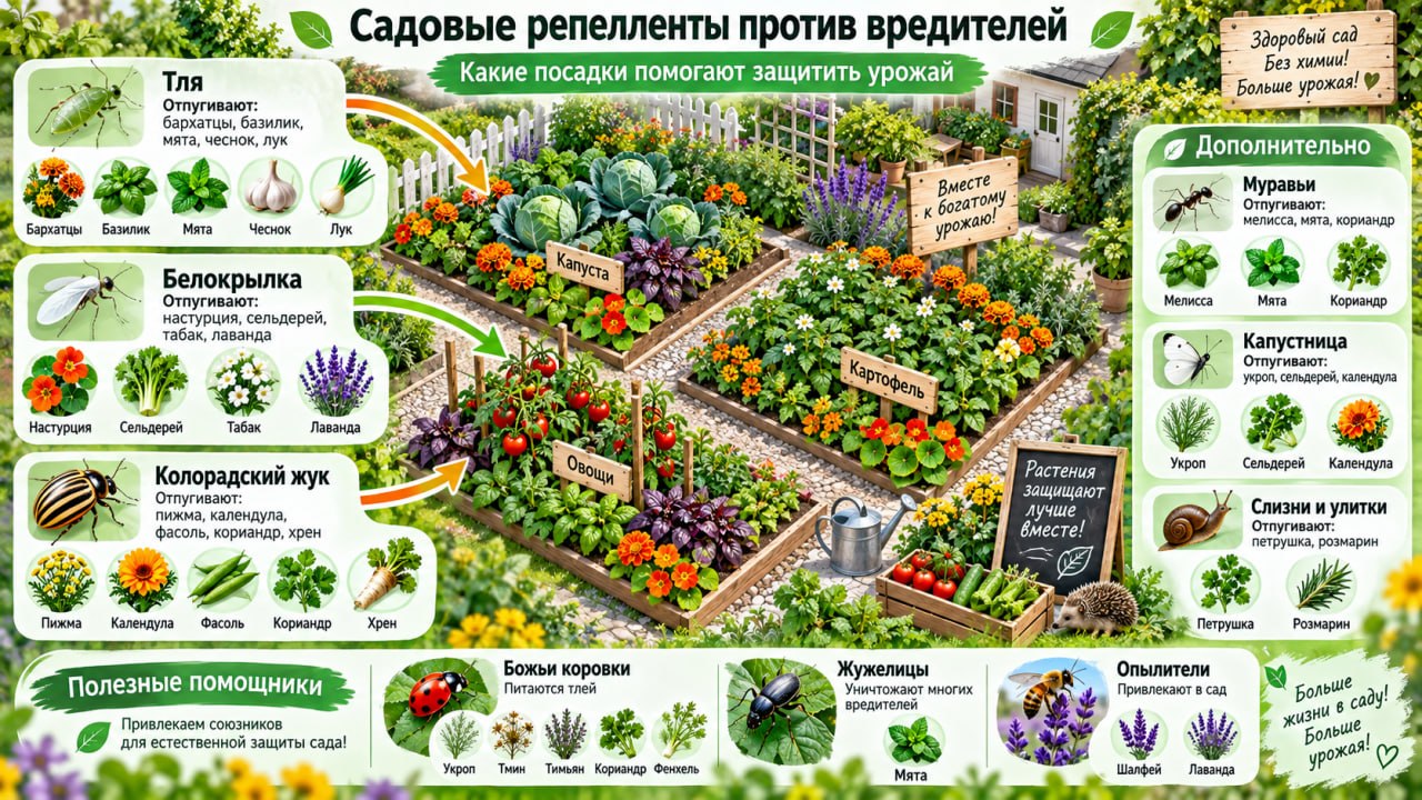 какие посадки отгоняют тлю, белокрылку и колорадского жука